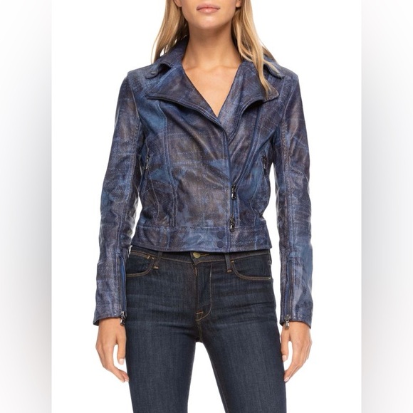 NWT Robert Graham Leather Moto Jacket Medium - Picture 3 of 16